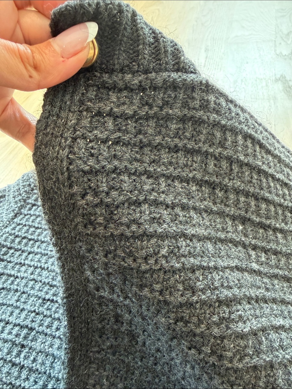 Zara Charcoal Textured Zip Cardigan with Gold Button - Picture 3 of 3